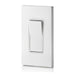 Leviton Decora white 3-way rocker switch shown in a finished wall installation.