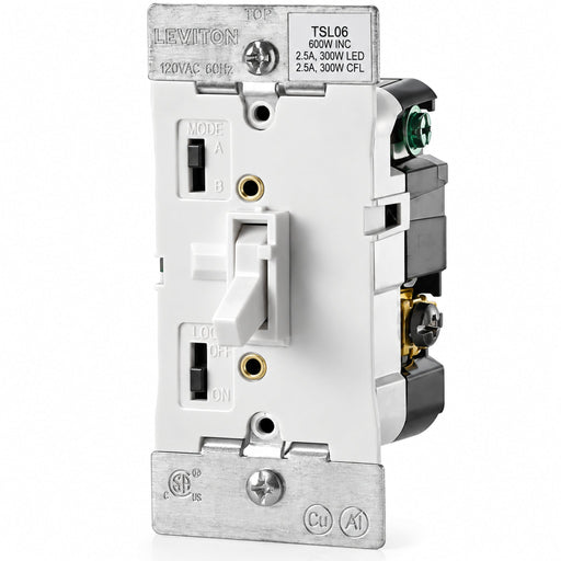 Leviton Leviton TSL06-1LW Toggle Slide Dimmer 300W LED/CFL 600W Incandescent White TSL06-1LW