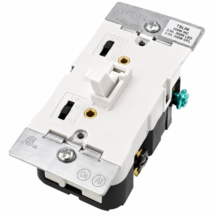 Leviton Leviton TSL06-1LW Toggle Slide Dimmer 300W LED/CFL 600W Incandescent White TSL06-1LW