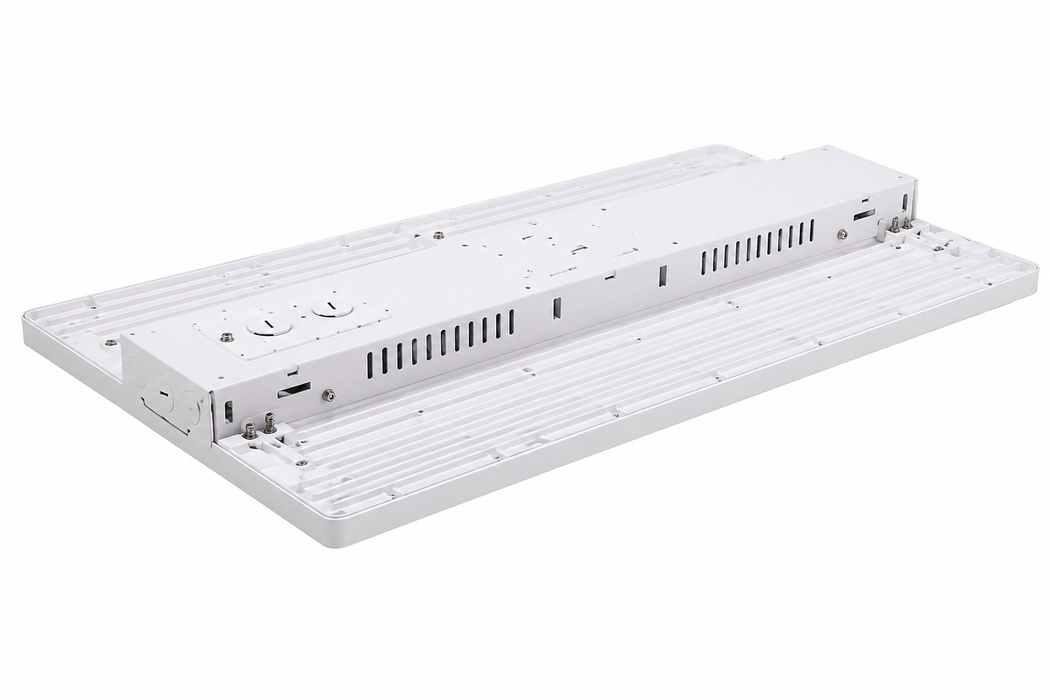 Archipelago LLHB320-2CS-UT Titan-II LED linear high bay fixture, rear angled view