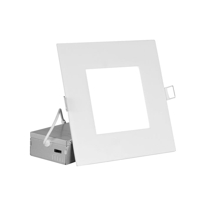 NICOR REL61120SSQWH 6" square LED canless downlight, white, front angled view
