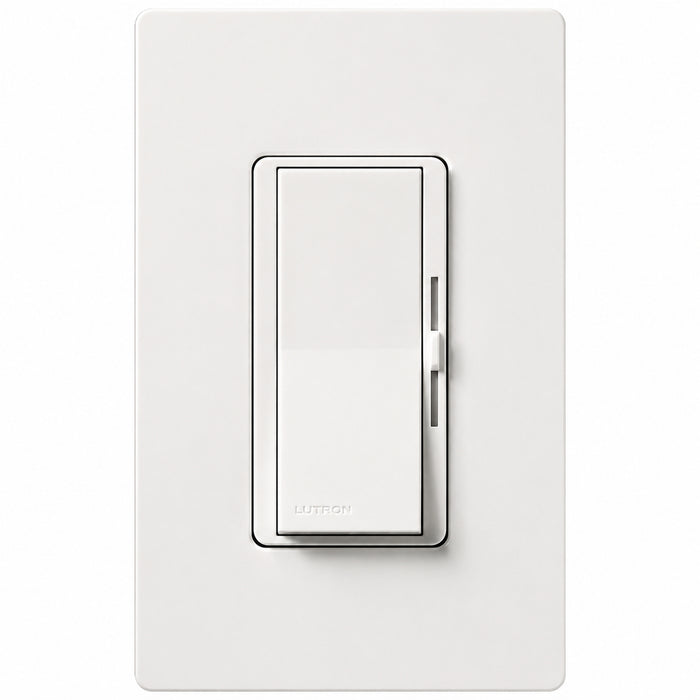 Lutron DVCL-153PH Diva C•L white dimmer switch with paddle control and side dimming slider.