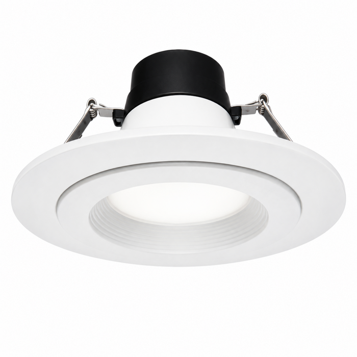 MaxLite RCF-XTRIM8 white recessed downlight trim with integrated reflector and spring mounting clips.
