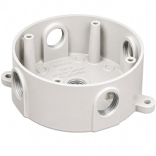 Morris Morris 36612 4-Inch Round Weatherproof Box, 5-Hole 1/2-Inch, White 36612
