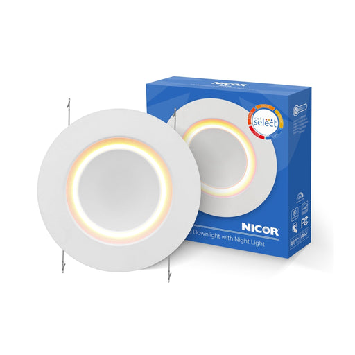 NICOR NICOR RDN561120S9WH 6-Inch LED Recessed Downlight with Night Light 5CCT White 120V RDN561120S9WH