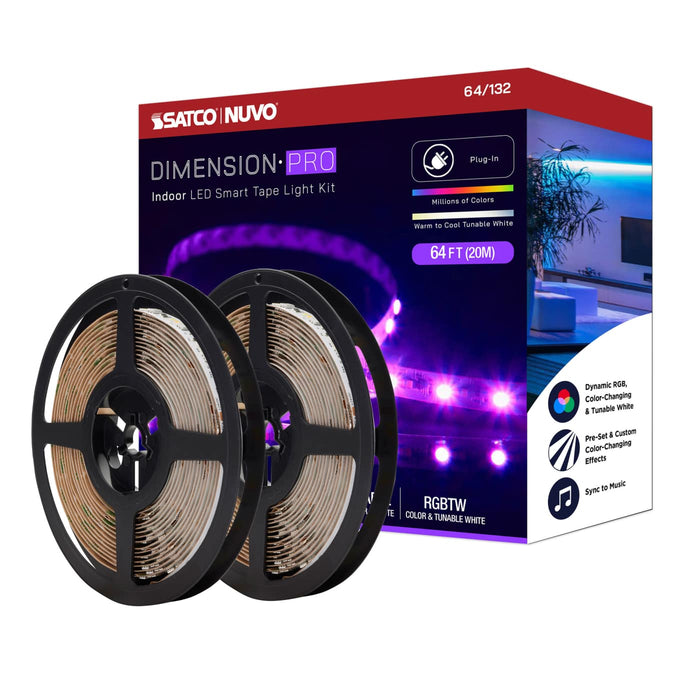 SATCO SATCO NUVO 64-132 64-Ft Smart LED Tape Light RGB + Tunable White 68W 64-132