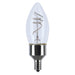 Satco S10523 B11 clear LED filament bulb with E12 candelabra base, 4W, 2700K warm white.
