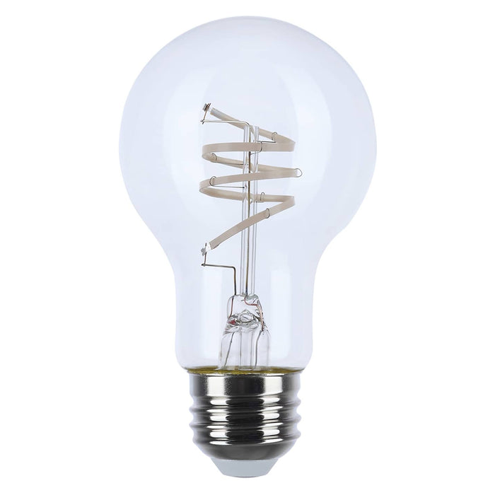 Satco S11521 A19 clear LED filament bulb with E26 medium base, 6W, 2700K warm white.