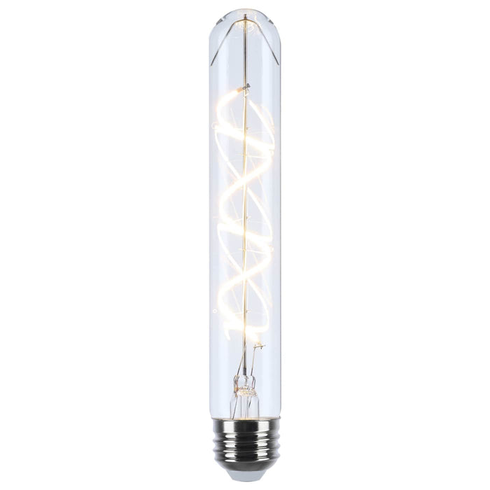 SATCO S11524 T9 clear tubular LED bulb, illuminated view