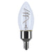 Satco S11525 B11 clear LED filament bulb with E12 candelabra base, 4W, 2700K warm white.