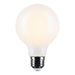 Satco S12483 G25 LED globe bulb illuminated with soft neutral white light.