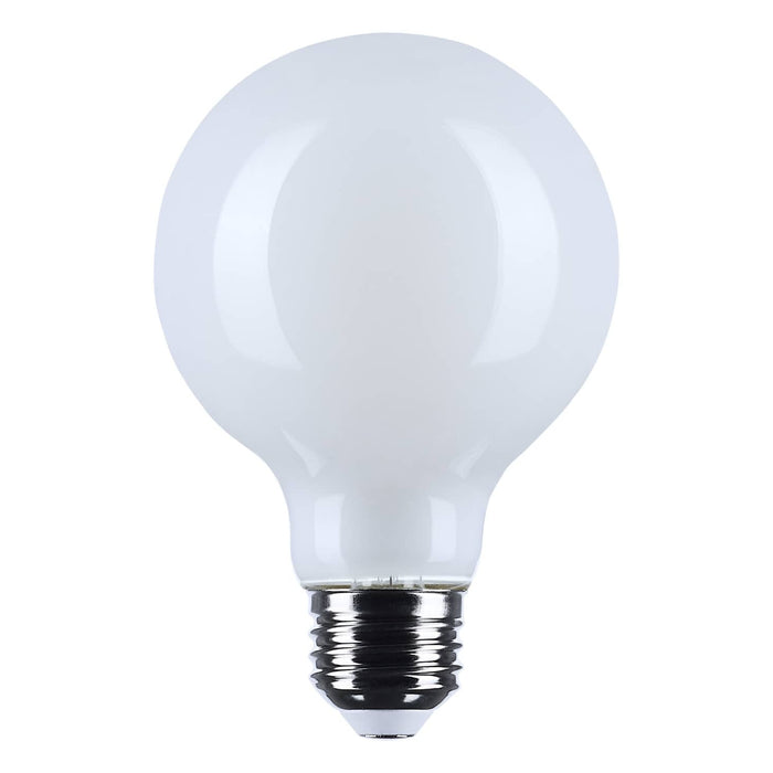 Satco S12483 G25 LED globe bulb with white-finish glass and E26 medium screw base.