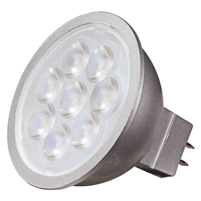 Satco S9496 MR16 LED bulb with GU5.3 bi-pin base, 6.5W, 3000K warm white, and 40° beam angle.