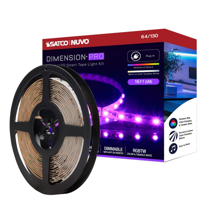 SATCO / NUVO SATCO NUVO 64-130 16-Ft Dimension Pro Smart LED Tape Light 18W RGB + Tunable White 64-130