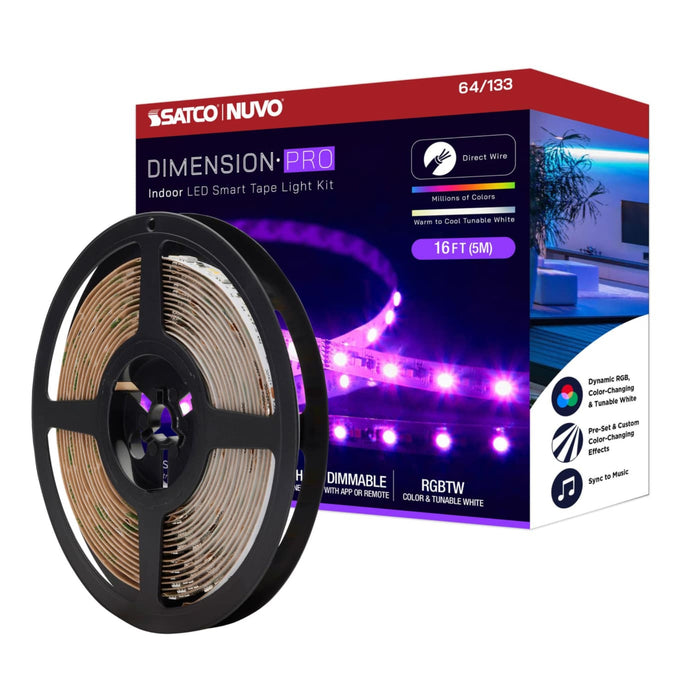 SATCO / NUVO SATCO NUVO 64-133 16-Ft Dimension Pro Smart LED Tape Light RGB + Tunable White 20W 64-133