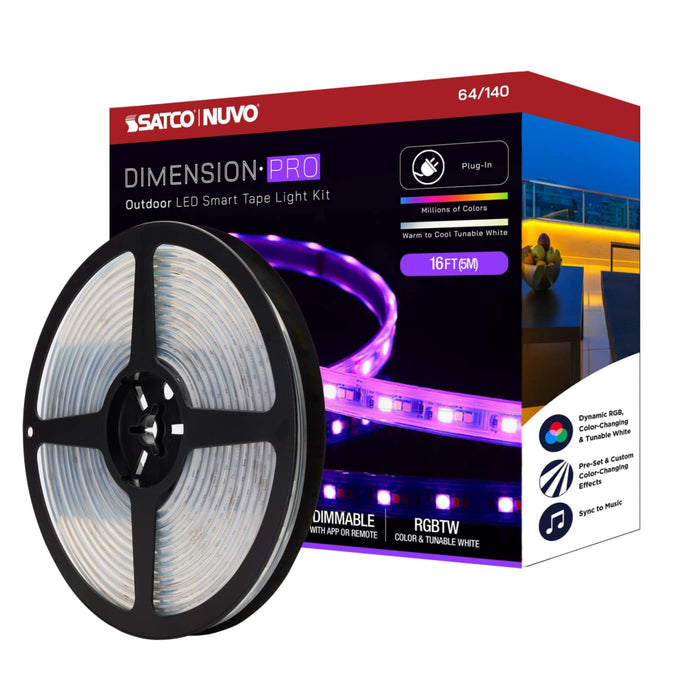 SATCO / NUVO SATCO NUVO 64-140 16-Ft Dimension Pro Smart LED Tape Light, RGB + Tunable White, 18W, IP65 64-140