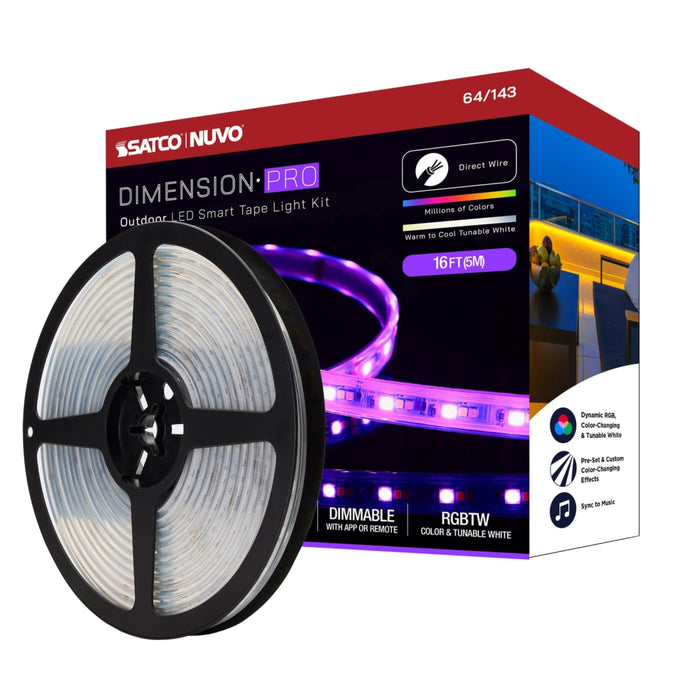 SATCO / NUVO SATCO NUVO 64-143 16-Ft Dimension Pro Smart LED Tape Light RGB + Tunable White IP65 64-143