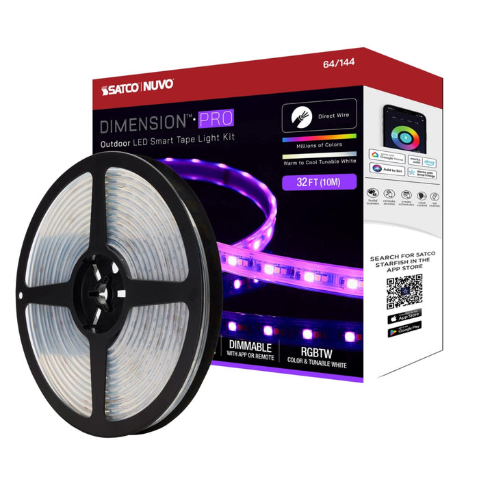 SATCO / NUVO SATCO NUVO 64-144 Dimension Pro 32-Ft Smart LED Tape Light 33W RGB + 2700K-6500K IP65 64-144