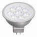 Satco S9496 MR16 LED bulb front view showing multiple LED optics and GU5.3 bi-pin base.