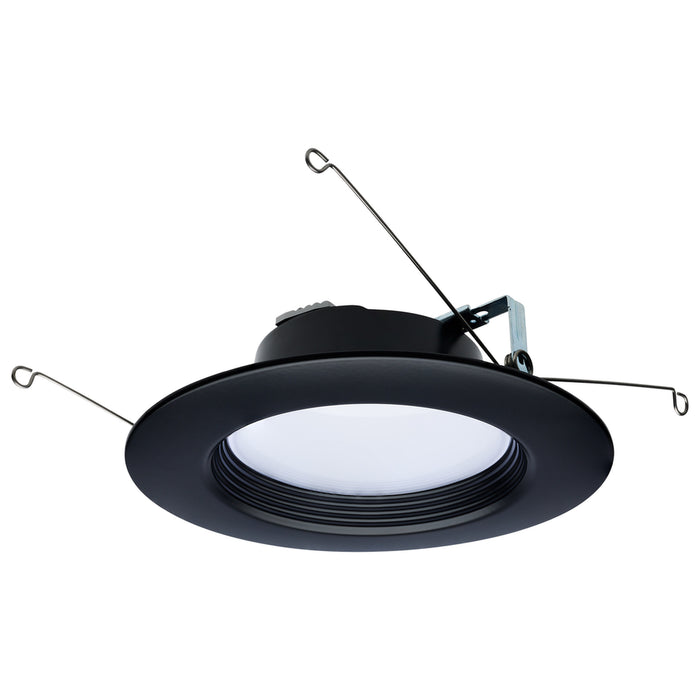 Satco S11835R1 black LED retrofit downlight with frosted lens and mounting clips.