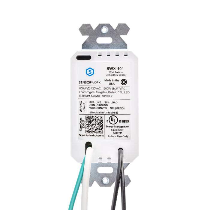 SENSORWORX SENSORWORX SWX - 101 - WH Wall Switch Sensor PIR Auto On Line Voltage White SWX-101-WH