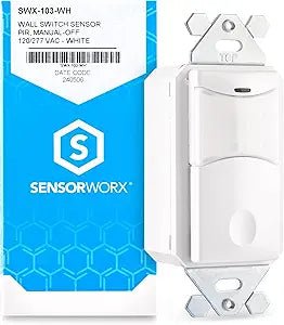 SENSORWORX Sensorworx SWX - 103 - WH Wall Switch Sensor Pir Sensor Manual On Line Voltage White SWX-103-WH