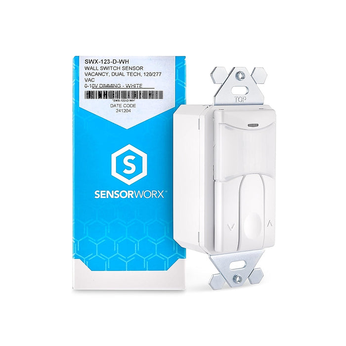 SensorWorx SensorWorx SWX - 123 - D - WH Dual - Tech Wall Sensor Switch, Manual - On, 0–10V Dimming SWX-123-D-WH