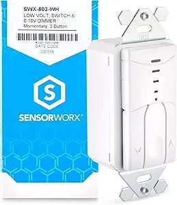 SensorWorx SensorWorx SWX-803-WH Decorator Dimmer Switch, Momentary 0–10V, Low Voltage, White SWX-803-WH