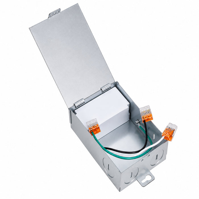 Topaz DLD6S-13CS 6" white canless LED downlight with junction box, angled view
