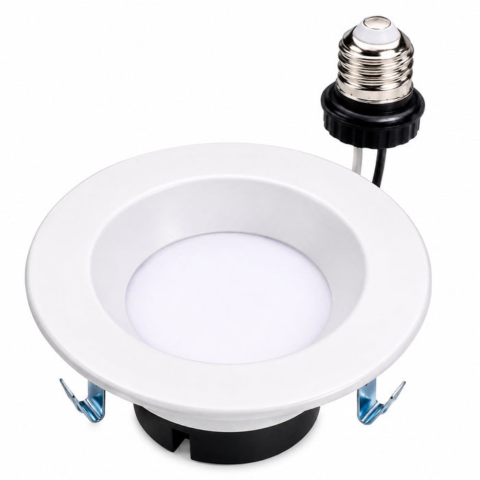 Topaz RTL/400WH/7W/CTS-46 4" LED retrofit downlight with E26 adapter, front angled view