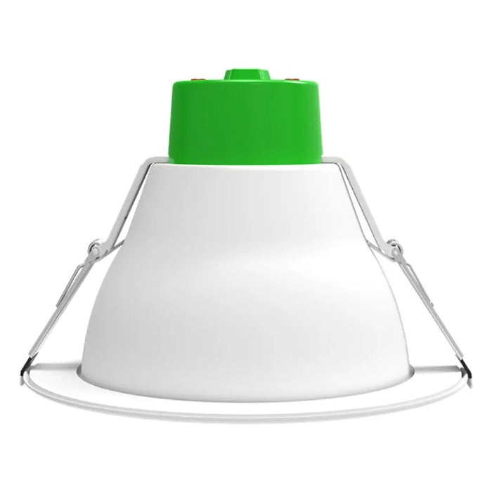Westgate CRLE4 4-inch LED downlight side view with white housing and green upper enclosure.
