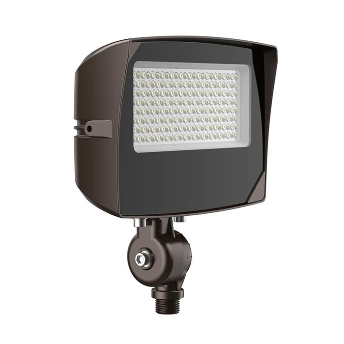 Westgate LF4MAX-MD-20-50W-MCTPB-KN-P medium LED flood light, bronze, angled front view
