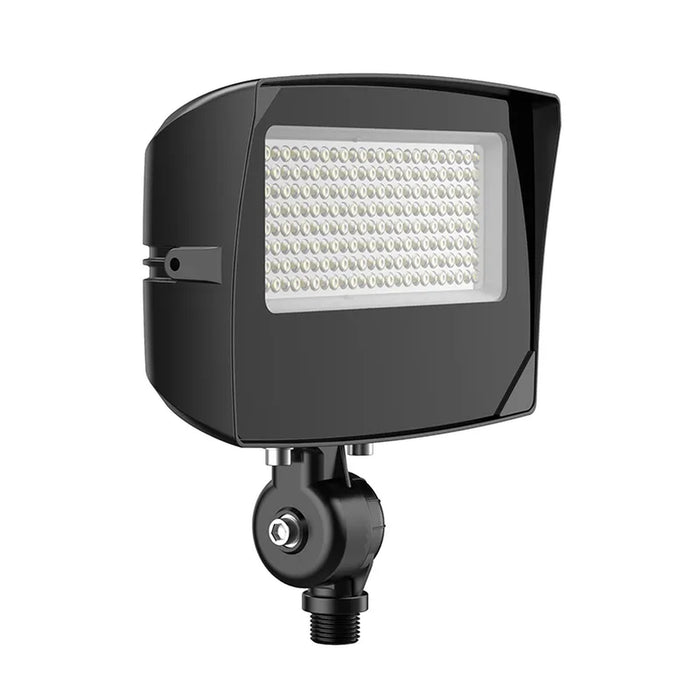 Westgate LF4MAX-MD-20-50W-MCTPB-KN-P-BK medium LED flood light, black, angled front view