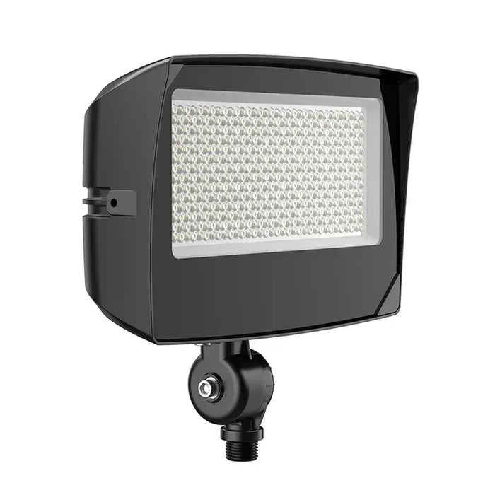 Westgate LF4MAX-MD-45-80W-MCTPB-KN-P-BK medium LED flood light, black, angled front view